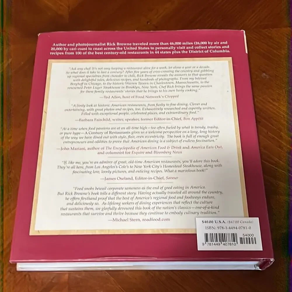 A Century of Restaurants Hardcover Book Recipes History Pictures